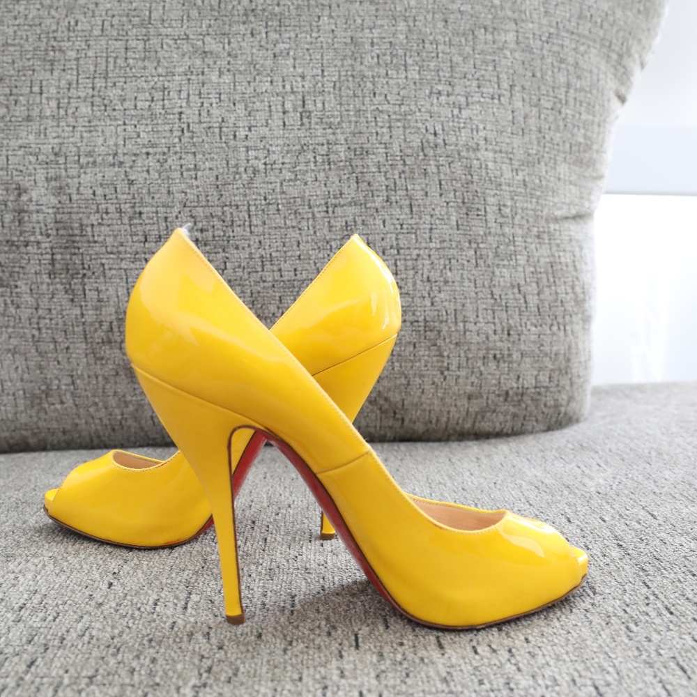 Christian Louboutin Titi 120 Canary Yellow 37.5 - Picture 2 of 4
